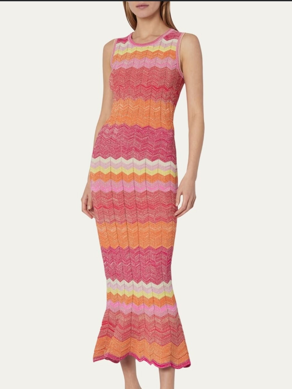Milly Nwt Chevron Mermaid Midi Dress Size Large